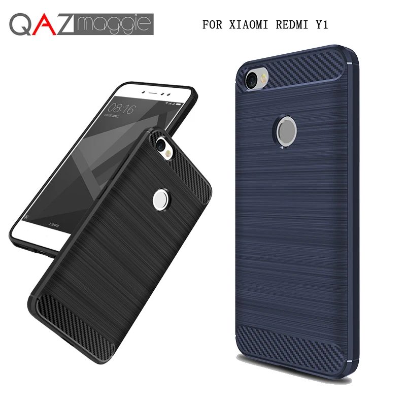 QAZ Maggie Xiaomi Redmi Y1 Case Silicone Soft TPU Brushed Carbon Fiber Texture Cover For |
