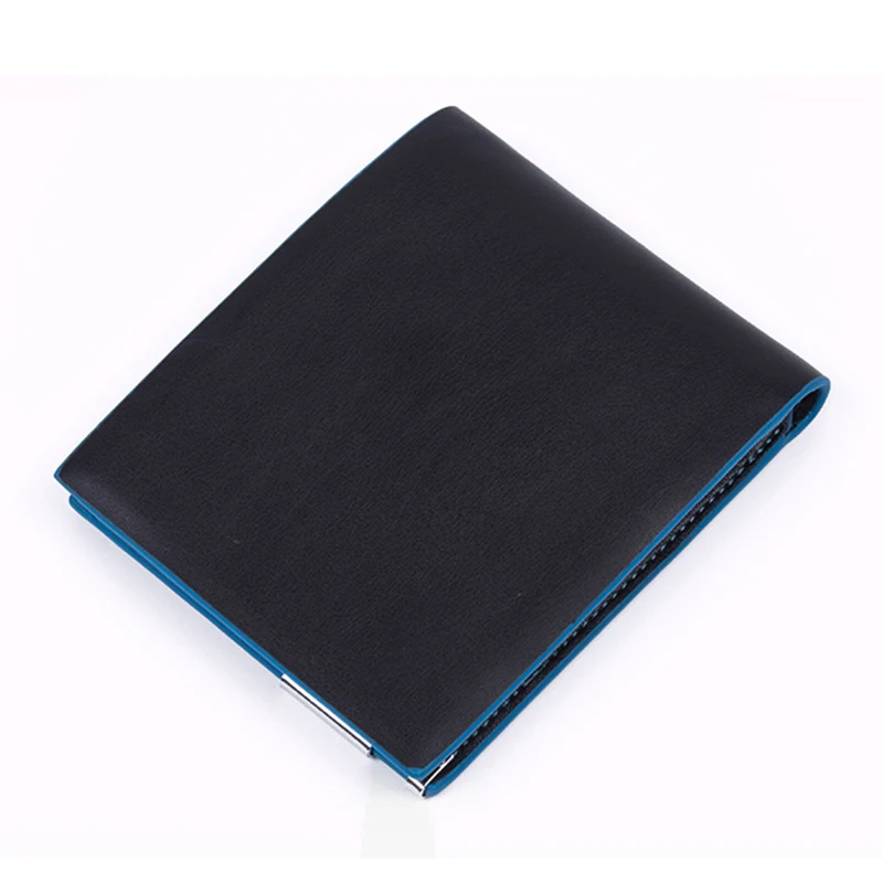 Мужской кошелек из искусственной кожи TEXU короткий однотонный бумажник с синими