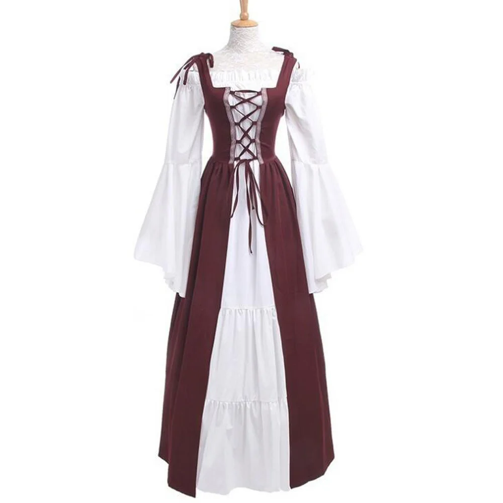 Женское средневековое винтажное платье комплект из 2 предметов карнавальный