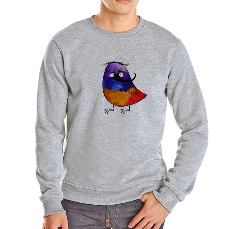 

Hand printing art hoodies super cute bird colorful hoodie men fashion hip hop streetwear casual cotton clothes new sweatshirt