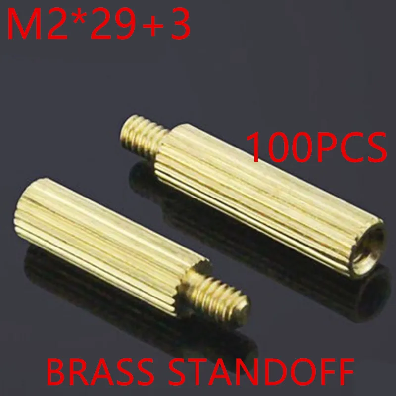

100pcs M2 x 29+3 M2*29mm male to female brass standoff round spacer