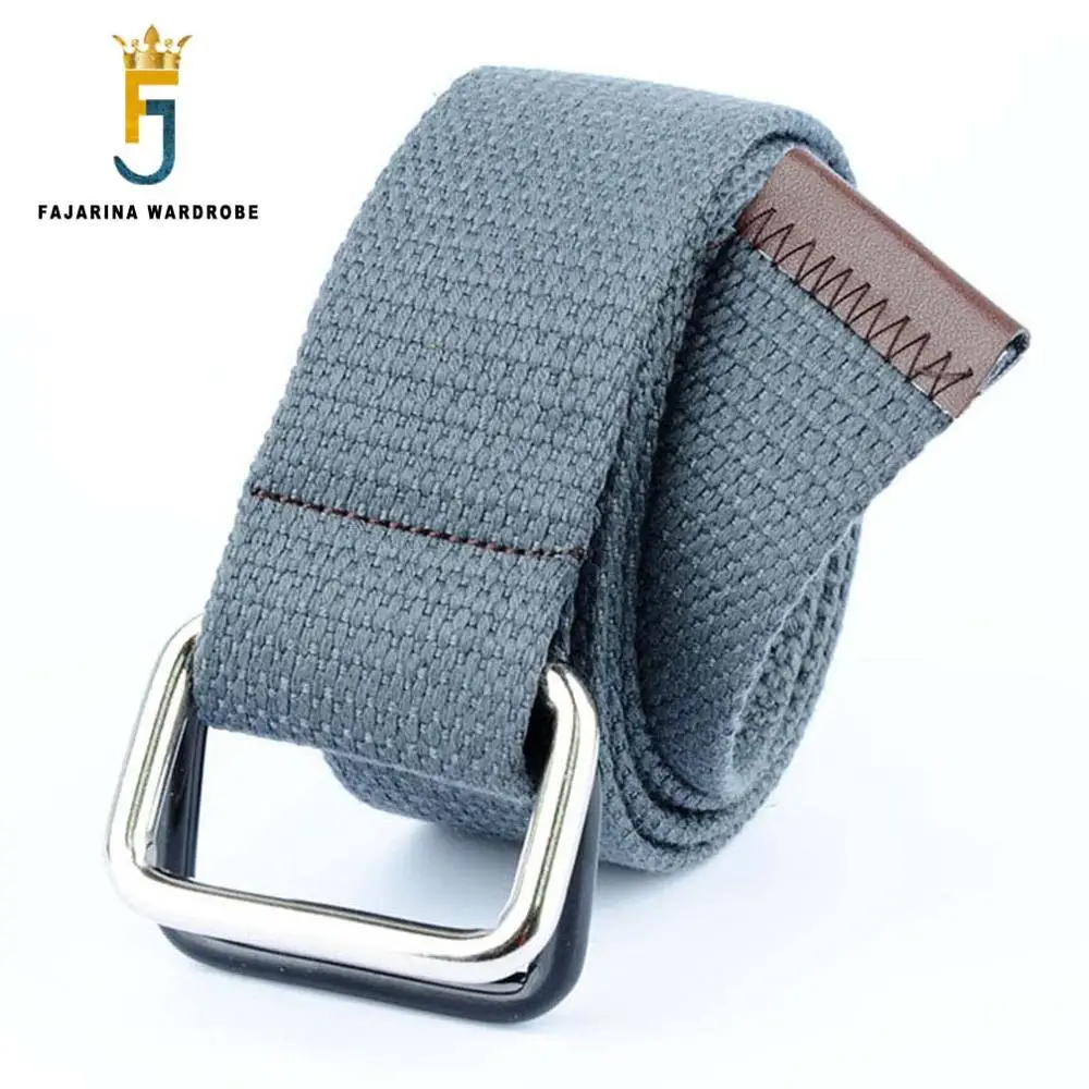 Ремень FAJARINA с двойным кольцом унисекс мягкий брезентовый пояс для джинсов