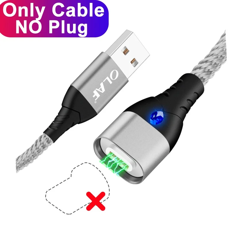 Олаф светодиодный магнитный Micro USB кабель для samsung S7 sony LG 1 м Магнитный кабель передачи данных для быстрой зарядки для Xiaomi Redmi Android провод шнур - Цвет: Only Cable NO Plug