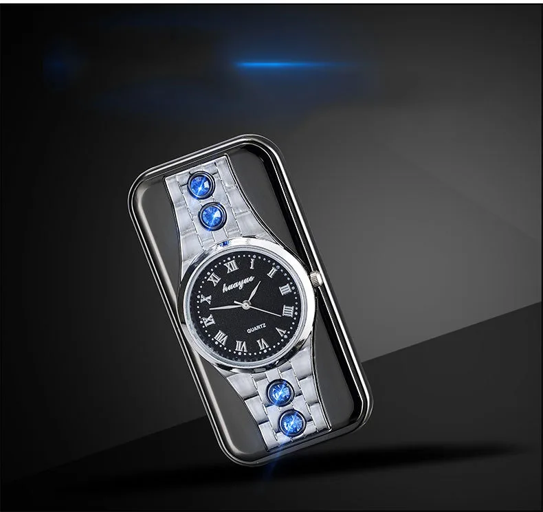 USB перезаряжаемые часы Зажигалка электронная для сигарет; защита от ветра Бесшумная Зажигалка беспламенный прикуриватель