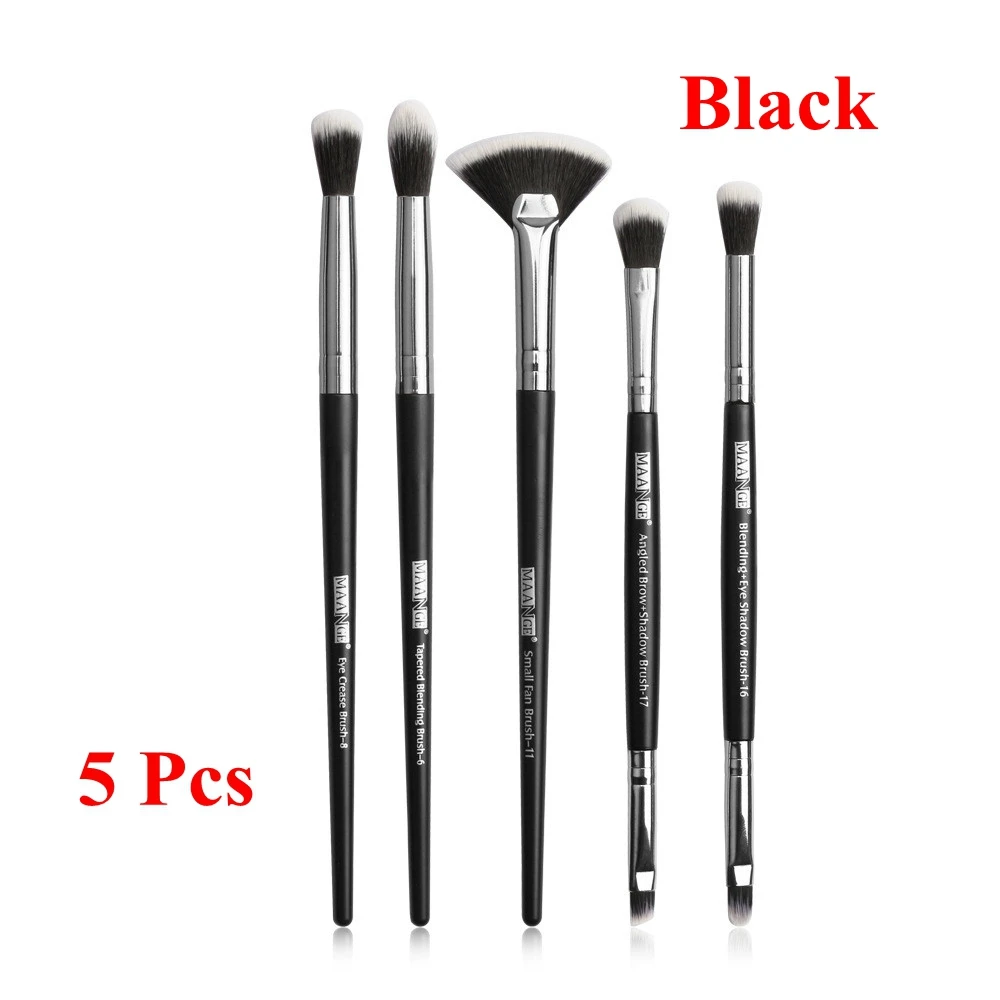black 5/12 шт. набор кистей для макияжа, тени для век, подводка для глаз, смешивание ресниц, бровей, румян, кисти для губ, наборы для макияжа, красота - Handle Color: black