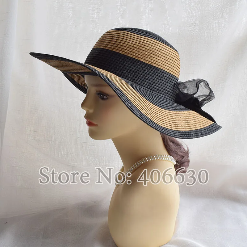 LongBaiLi Elegant Wide Brim Paper Braid Floppy Hats For Women Sun Beach Caps SADS007 | Аксессуары для одежды