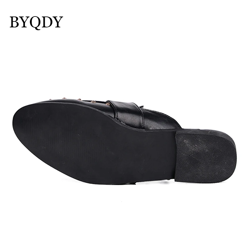 BYQDY/Модные Туфли-сабо с заклепками удобные женские вельветовые весенние