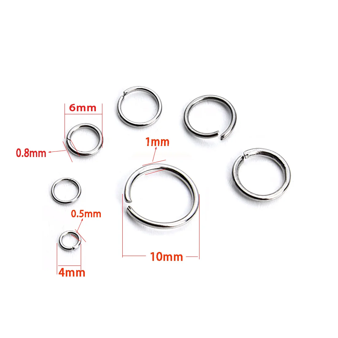 300pcs/lot 4MM-10mm Stainless Steel Jump Rings Single Loops Open &amp Split Connectors for Diy Jewelry Making | Украшения и