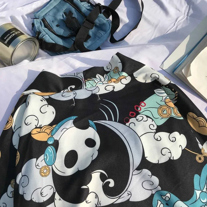 Женская и мужская летняя кимоно с мультяшным принтом Харадзюку 2019 рубашка в