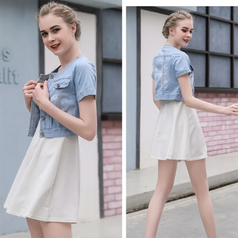 Куртка женская короткая джинсовая повседневный тонкий кардиган из денима с