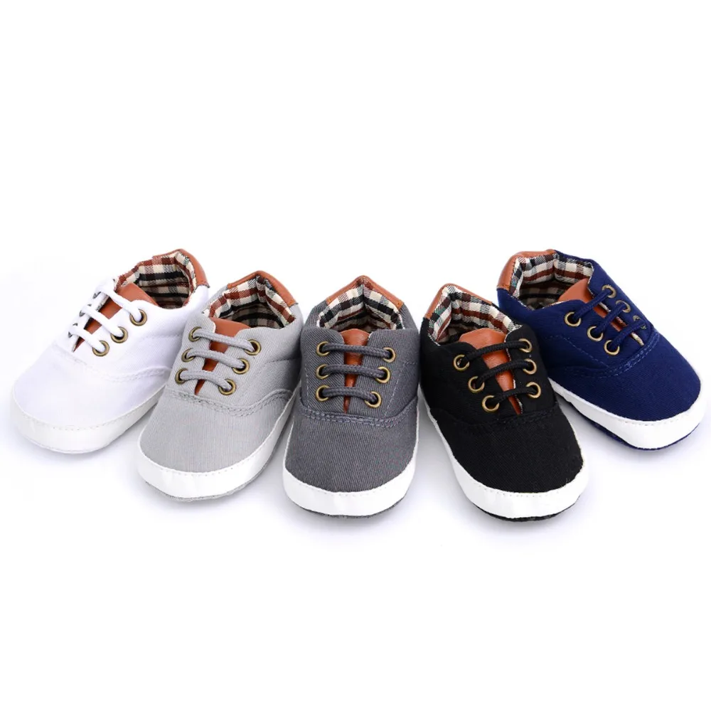 

Puseky Infant Baby Boys Shoes Sports Sneaker Lace-up Canvas Shoes Newborn Toddler Soft Bottom Anti-slip First Walkers