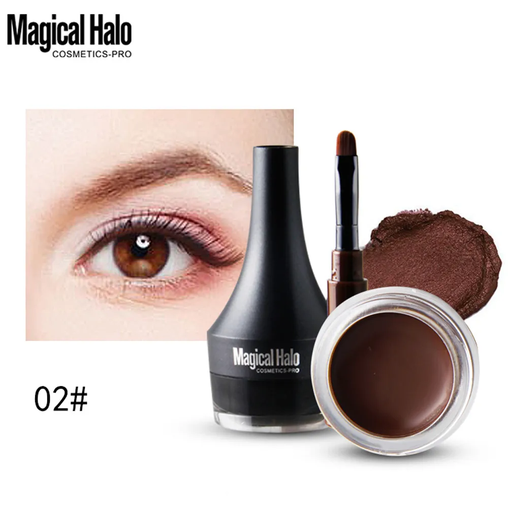 Brown Magical Halo 1 шт. профессиональный макияж мини подводка для глаз Гель Крем с кистью Макияж Косметика черный водонепроницаемый подводка для глаз 2 цвета довольно - Цвет: Brown