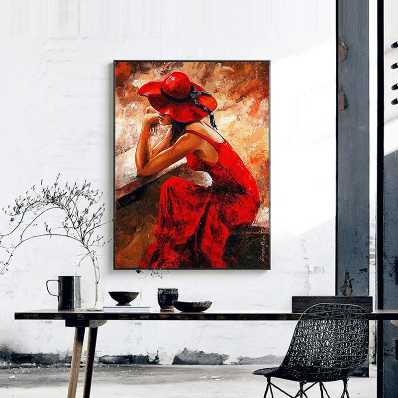 Портрет женщины в красном платье 5D Сделай Сам алмазная живопись полное сверление