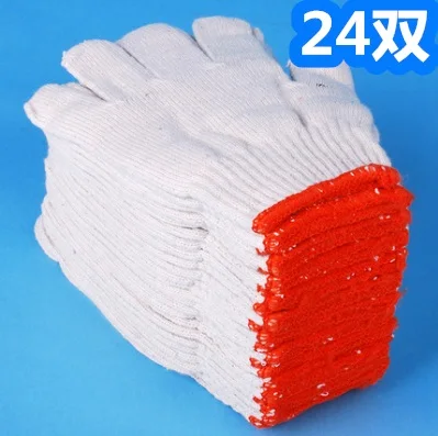 ITAX-9913 Cotton gloves labor protection work wear-resistant thickening antiskid auto repair - Цвет: 24 pairs