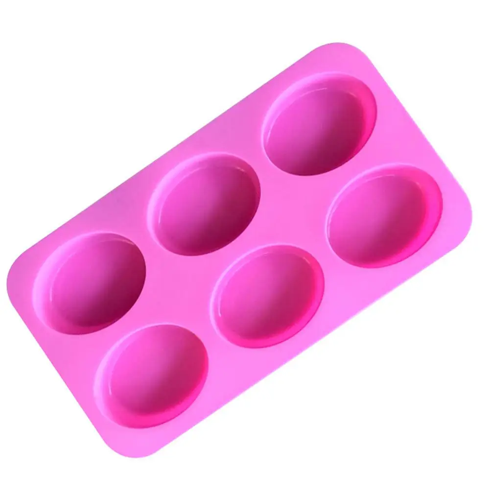 6 Hole DIY Форма для выпечки Большой эллипс силиконовая форма ручной работы мыло