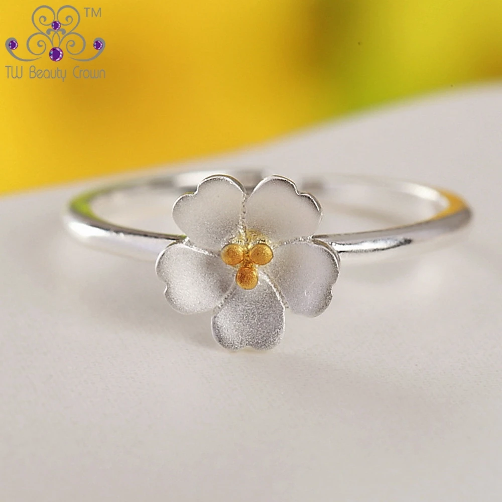 Женское кольцо из серебра 925 пробы с цветком вишни|real sterling silver|925 silverrings for women |