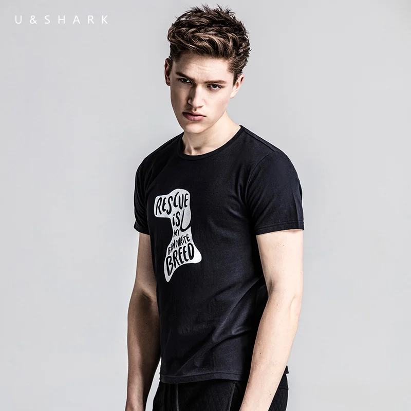 U & SHARK/2018 летние мужские футболки с героями мультфильмов короткими рукавами 100%