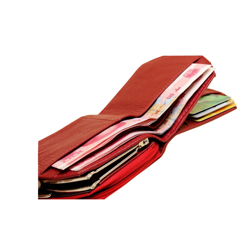 Женский кошелек Portefeuille Billeteras Mujer черный и красный из натуральной кожи с застежкой
