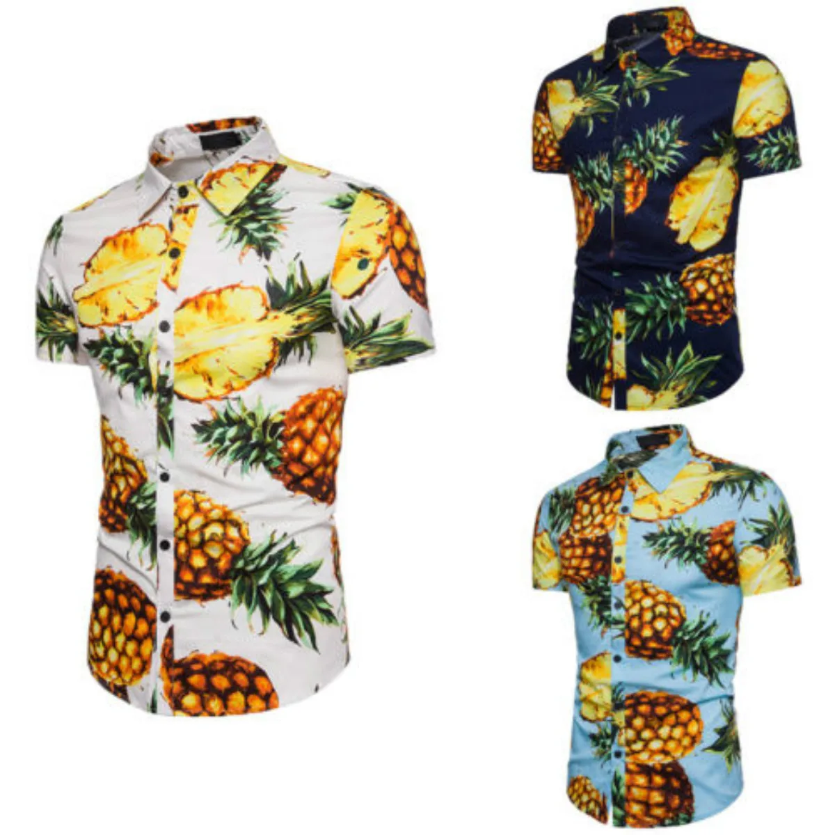 Рубашка летняя 2018 Мужская ананас женские рубашки с цветочным принтом