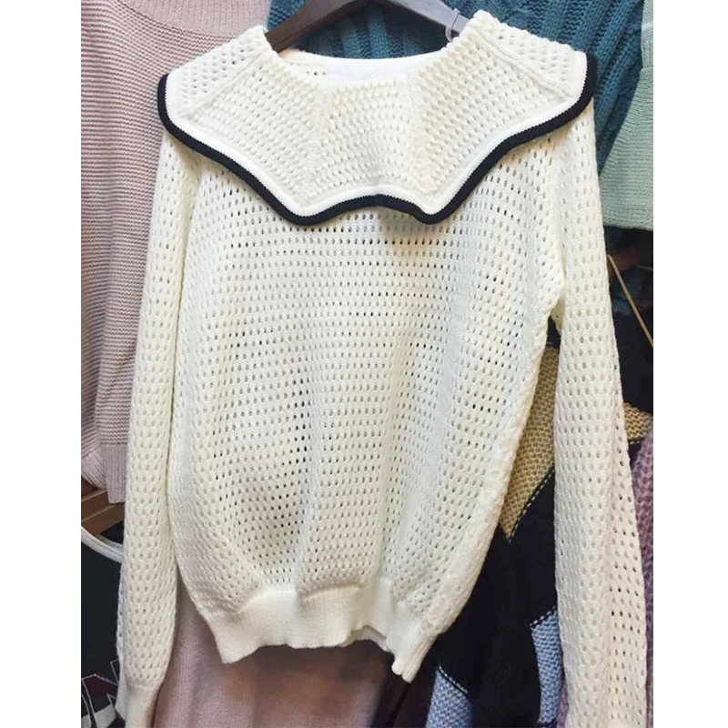 рыхлый стиль Элегантный трикотаж осень-зима свитер пуловер женщин топы Тонкий O