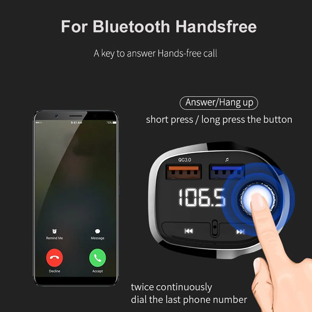 Автомобильное беспроводное зарядное устройство для мобильного телефона с Bluetooth