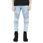 Мужские облегающие джинсы, дизайнерские модные байкерские джинсы для мужчин, рваные джинсы E5018