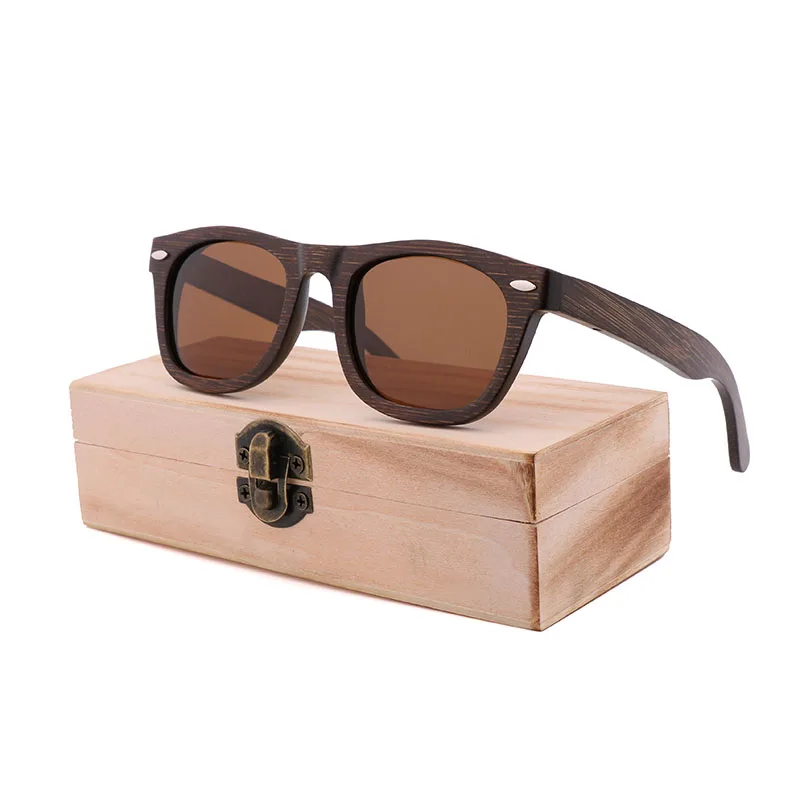 BrownWood Box Модные мужские и женские солнцезащитные очки чистого бамбука ручной работы, дерева, бамбука, рисовых ногтей очки поляризационные glassesdrivingsungla - Цвет линз: BrownWood Box