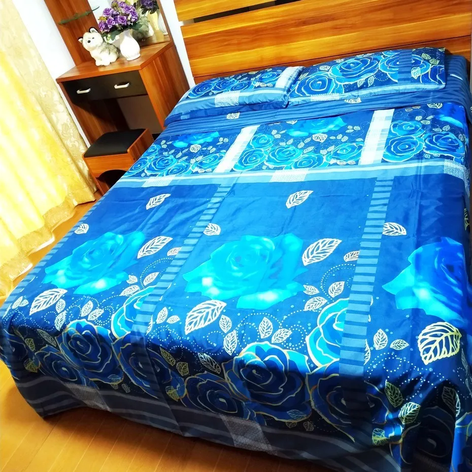 Classic Blue Лидер продаж 3D набор постельного белья с Три-дэ принтом; цветочный узор; Стёганое одеяло, покрывало на кровать, простынь, наволочка чехол 4 шт - Цвет: Classic Blue
