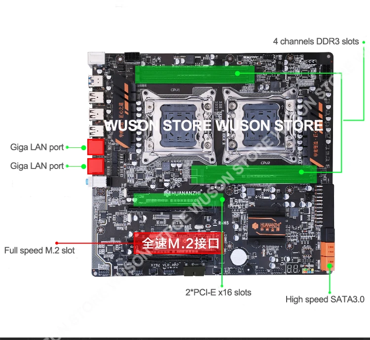 Bestellen HUANANZHI X79-4D Dual Buchse Motherboard Mit HALLO-GESCHWINDIGKEIT M.2 SSD Slot 2 Giga LAN Port RAM Max Bis Zu 128G Kaufen Computer Teile DIY