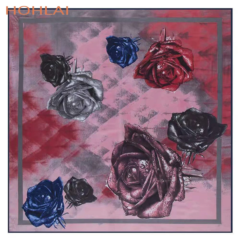 Роскошный брендовый 100% саржевый Шелковый женский квадратный шарф 130*130 см