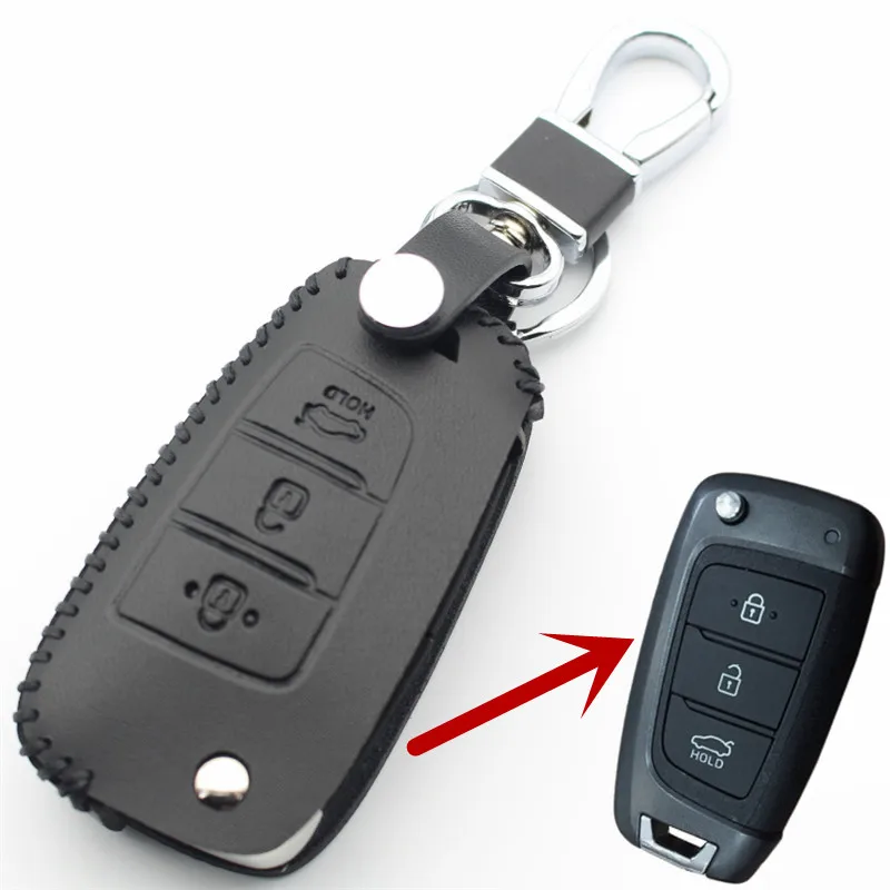 Чехол для ключей FLYBETTER из натуральной кожи для hyundai I40/I30/IX25/IX35/Tucson/Verna/Solaris/Elantra/Accent/I45/New Santafe L2221 - Название цвета: 13