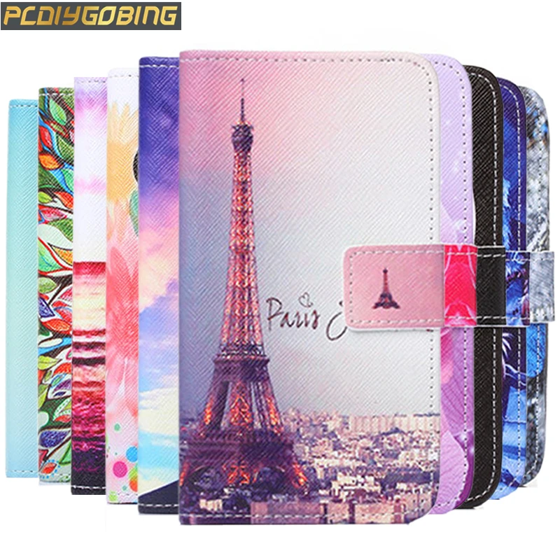 Роскошный цветной чехол-кошелек из искусственной кожи с рисунком Розы и башни