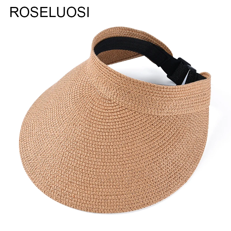 

Женская Солнцезащитная шляпа ROSELUOSI, повседневная однотонная пляжная шляпа с широкими полями, лето 2019