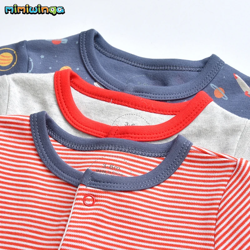 Mimiwinga Newborn Baby Clothes 100% Cotton Single-breasted Long Sleeve Clothing Spring Fall 2019 Toddler Infant Rompers 3pcs/lot | Детская