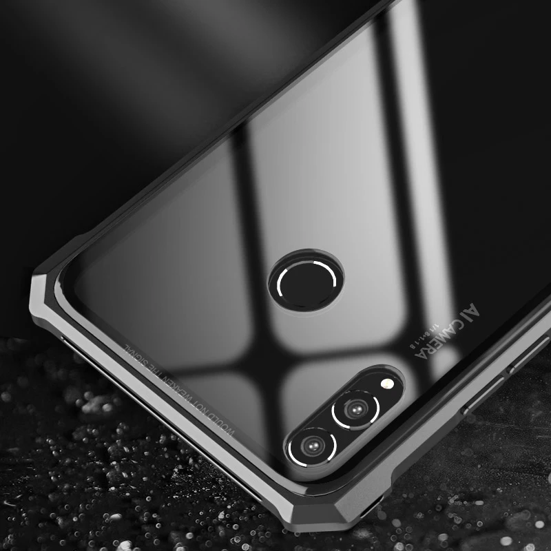 Luxury Metal Bumper Case For Huawei Honor 8X Max 7.12 inch Transparent Glass Back Cover 6.5 8 X |