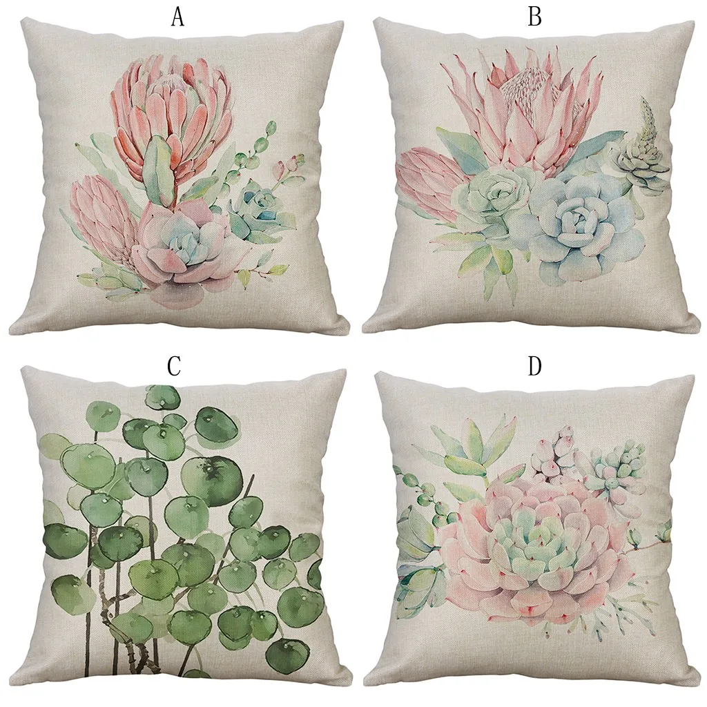 Cushion cover for sofa 40X40cm Simple Linen flower printed d90405 | Дом и сад