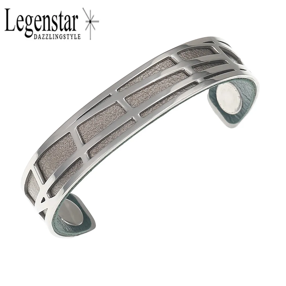 

Legenstar Cuff Leather Bangles Bracelets Stainless Steel Bracelet Bijoux Femme Reversible Jewelry Opening Bangle Pulseira