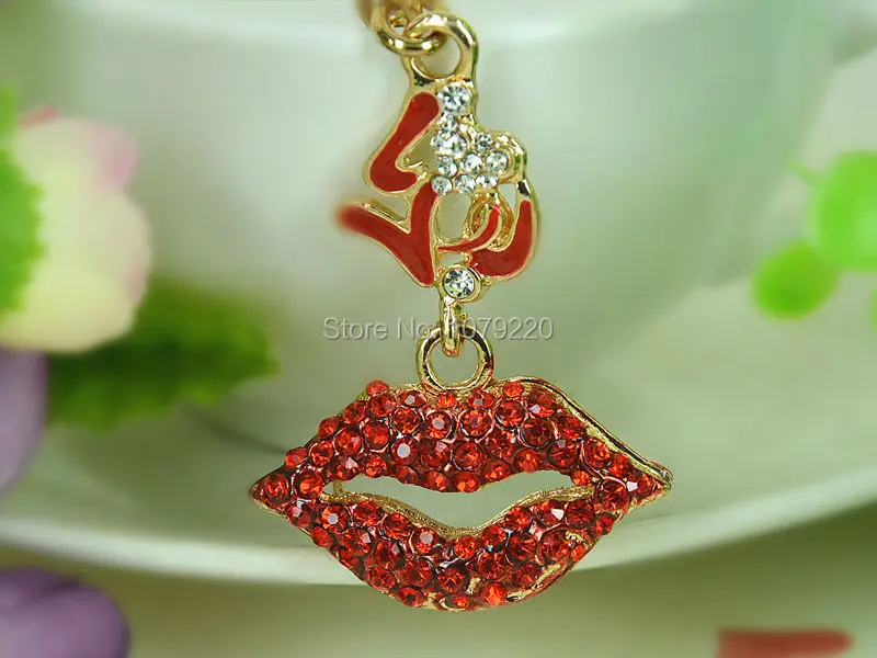 T сексуальный красный брелок для губ модная красота подвеска со стразами