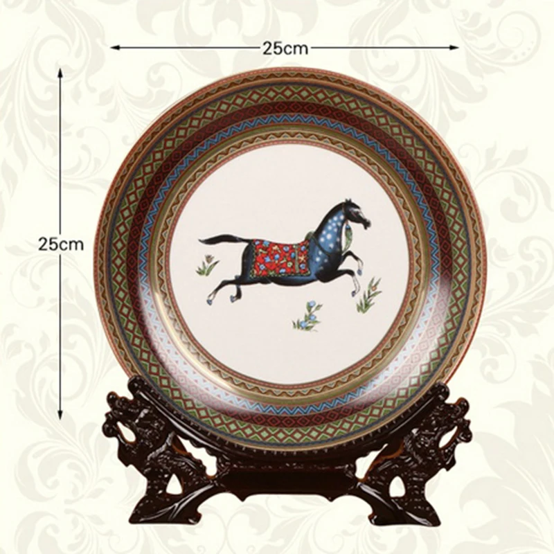 

European Horse Ceramics Plate Hanging Plate Southeast Asian Home Decoration CraftsBackground Decoration Display Wedding Gift