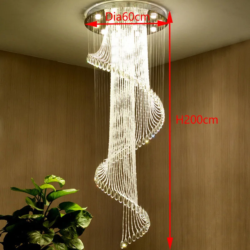 Современная Роскошная большая роскошная хрустальная люстра с длинной лестницей
