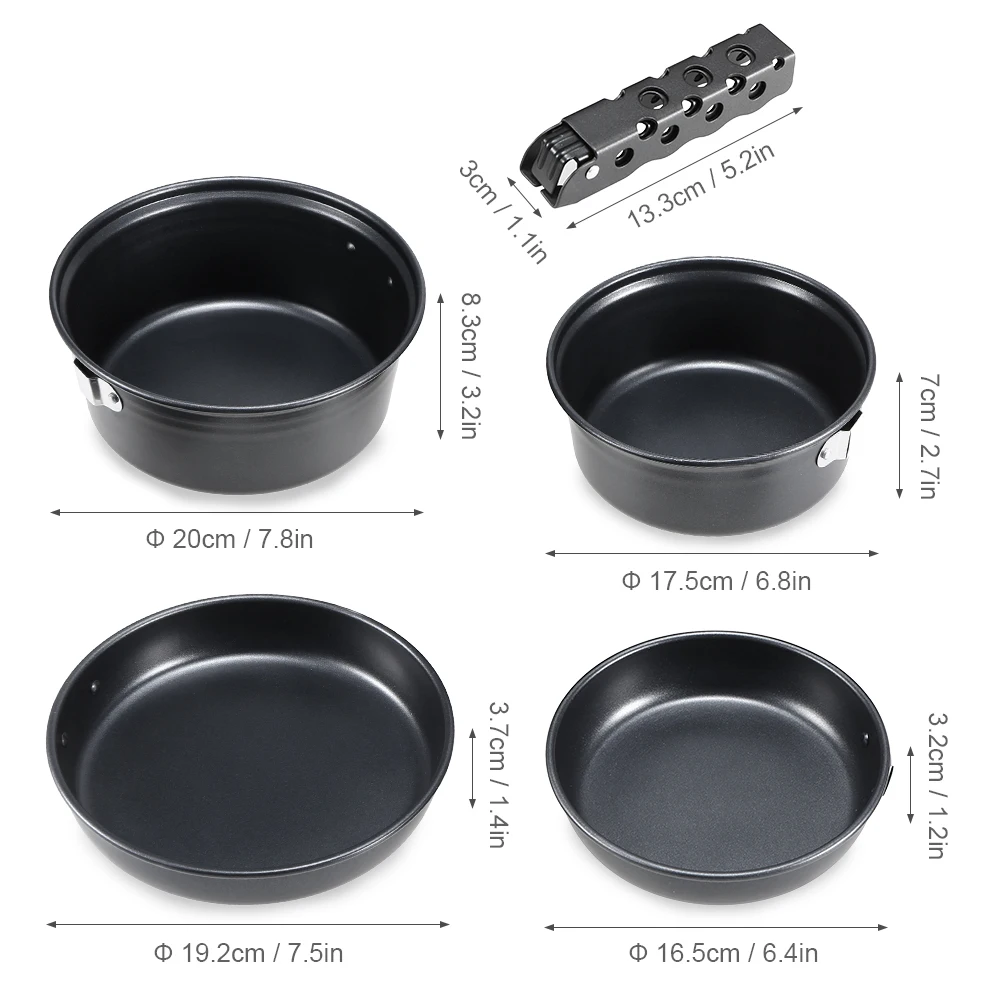 Outdoor Camping Pot Set Non-stick Cookware 2-3 Person Cook Nonstick Pans Gripper for Backpacking Hiking Picnic | Спорт и развлечения