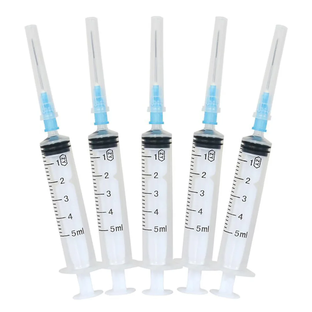 

10pcs 5ml Plastic Sterile Syringe SharpTip Syringe With 1.5" Sharp End Tip Needle And Storage Cap For Dispensing Adhesives Glue