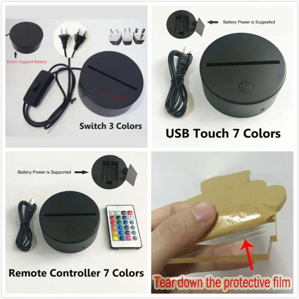 Новый головного мозга 3D светодиодный ночной Светильник многоцветный новинка RGB 7