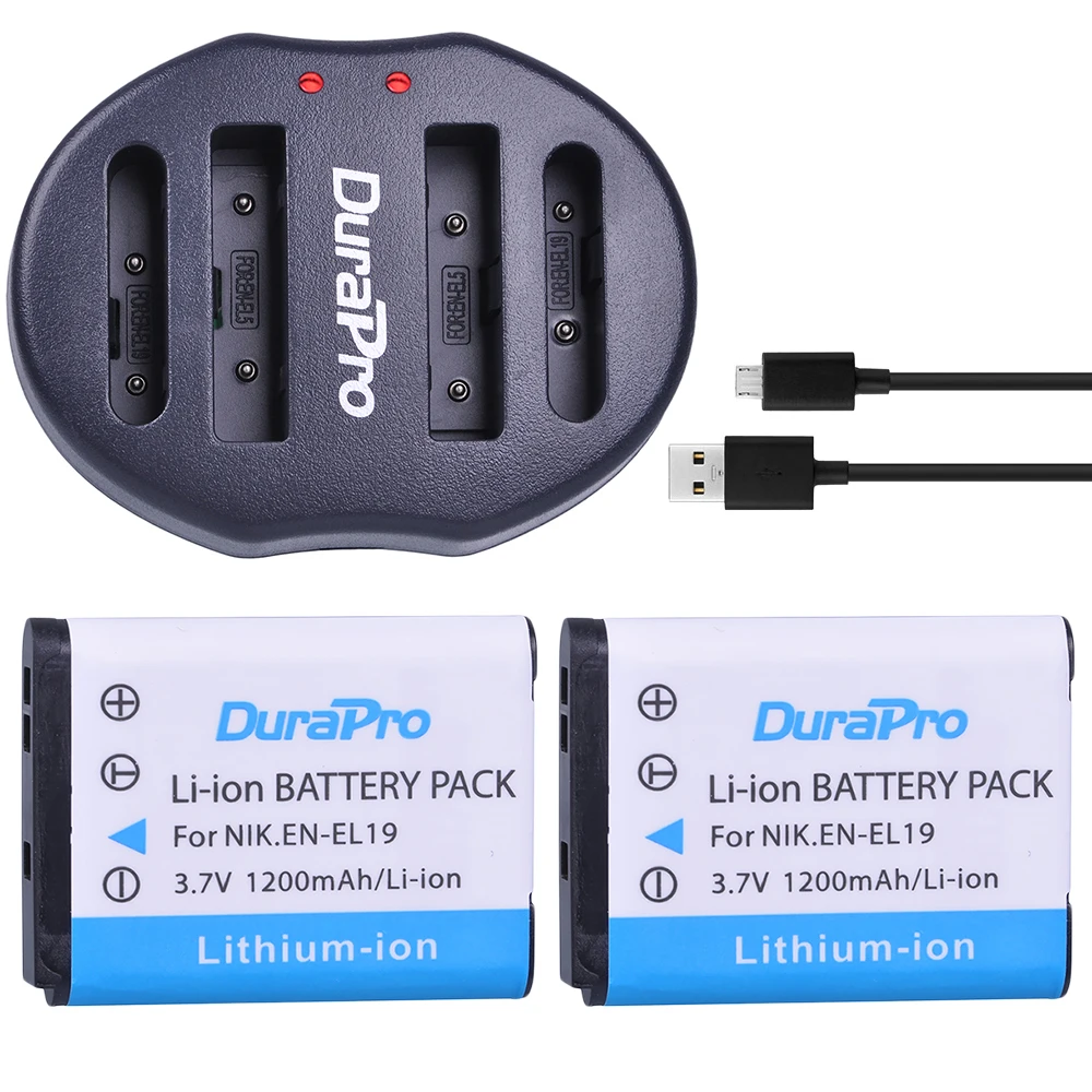2 шт. EN EL19 батарея для камеры + USB двойное зарядное устройство Nikon S2500 S100 S2600 S3100 S3200