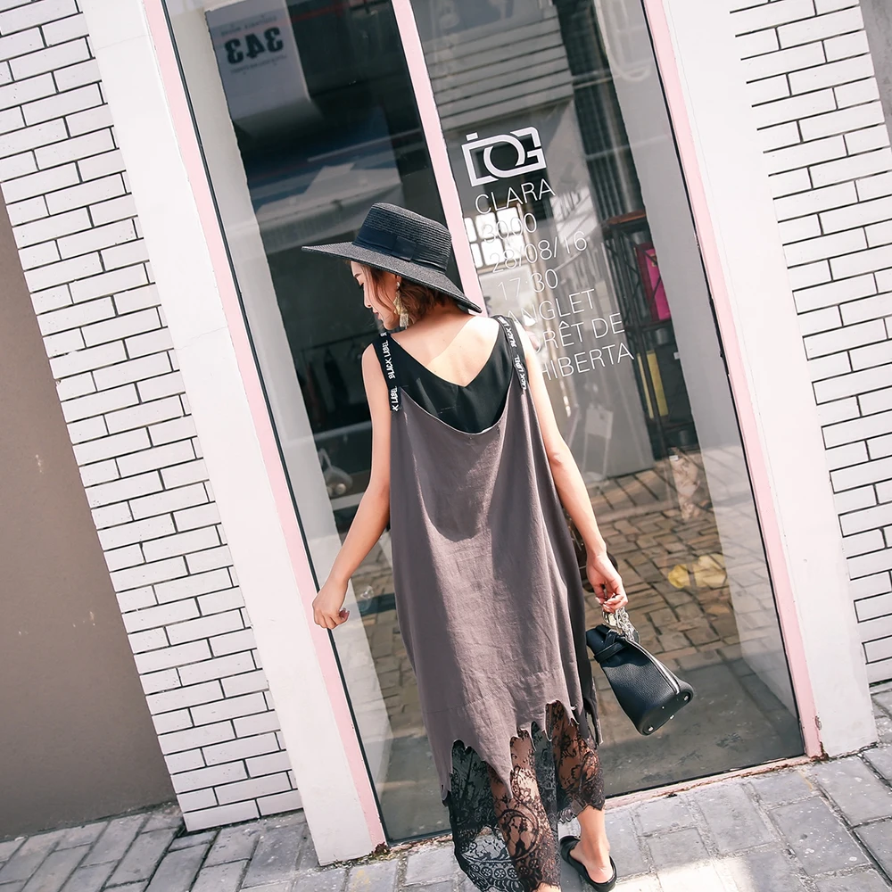 Женское длинное Сетчатое платье без рукавов лоскутное с V-образным вырезом и