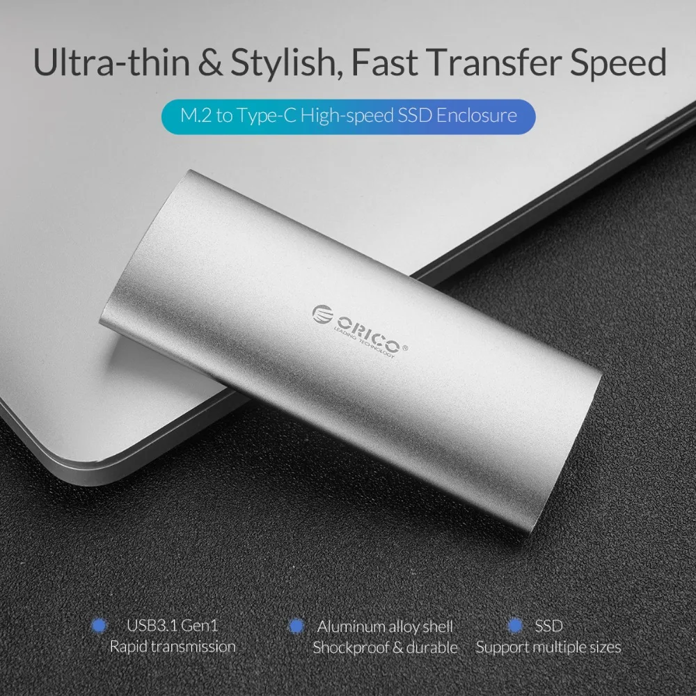 Высокоскоростной корпус SSD ORICO M.2 на type C из алюминиевого сплава 5 Гбит/с USB3.0