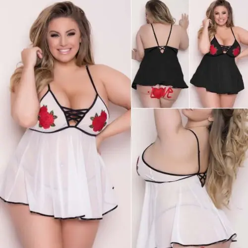 Пикантные Для женщин дамы Ночная рубашка пижамы Babydoll халат ночь кружева платье с