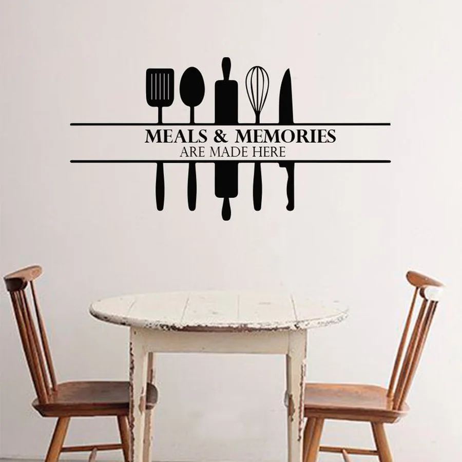 

Kitchen Wall Decal Meals And Memories Quote vinyl Wall Sticker Kitchen Background Home Decoration Mural Art Decals Stickers N192