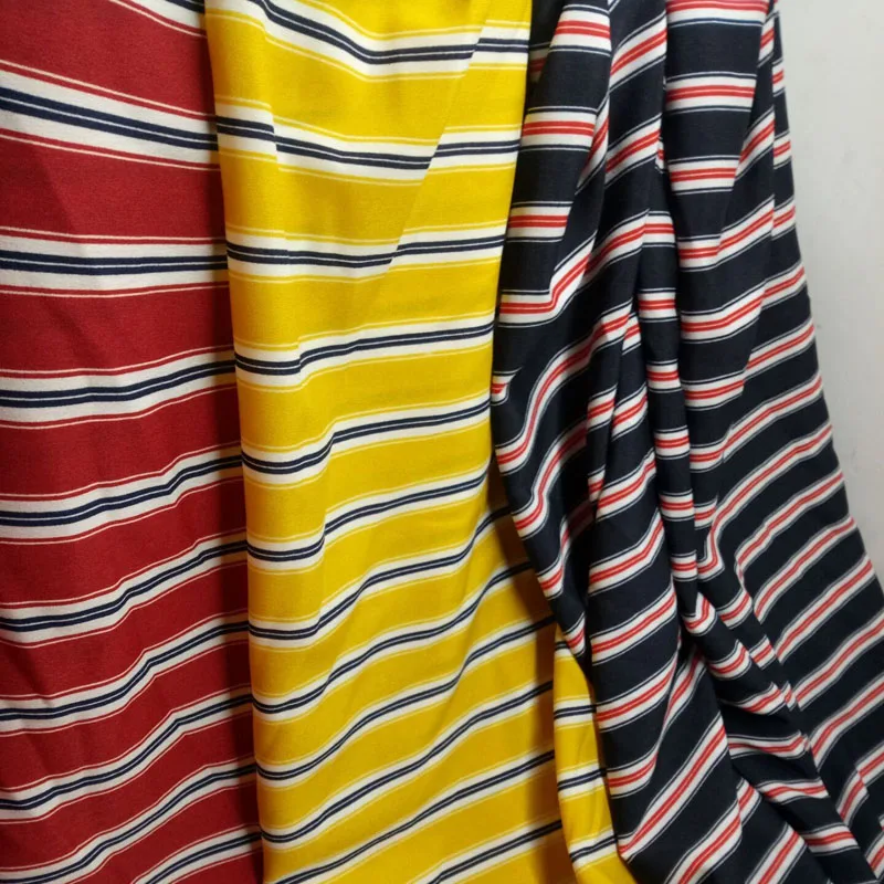 Chiffon Fabric Tricolor Stripe Printing Dress Trousers Slightly Stretchy | Дом и сад