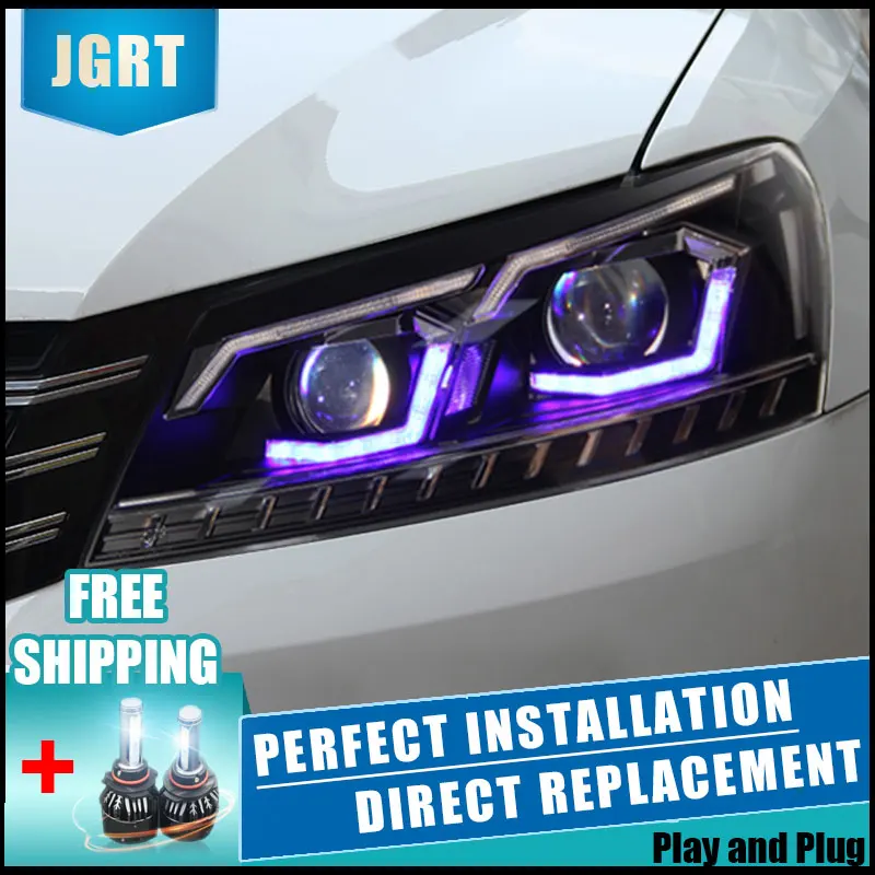 2 шт. светодиодный фонарь для Volkswagen Passat 12-15 Автомобильный светодиодный фонарь с двойными ксеноновыми линзами автомобильные аксессуары дневные ходовые огни противотуманные фары